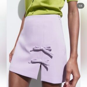 Zara Lilac Skirt with Bow Details